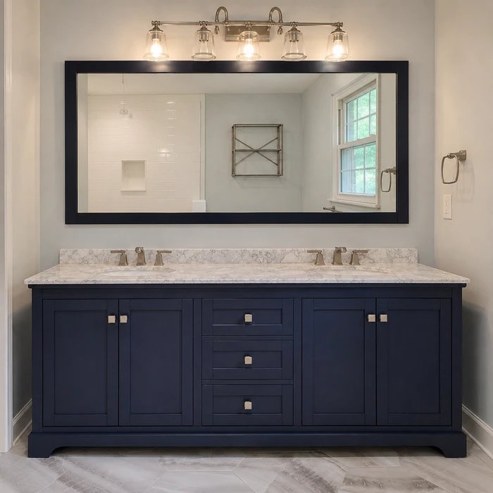 Completed bathroom remodel by KNA Remodeling